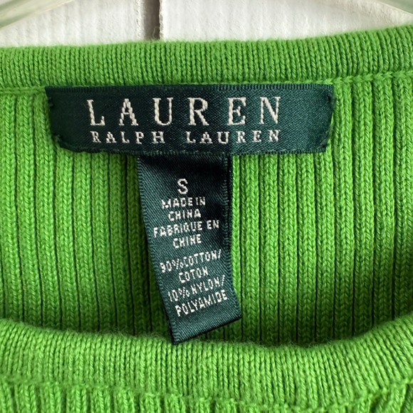 Lauren Ralph Lauren Green Navy Ribbed Equestrian Sweater Gold Buttons - Picture 4 of 5